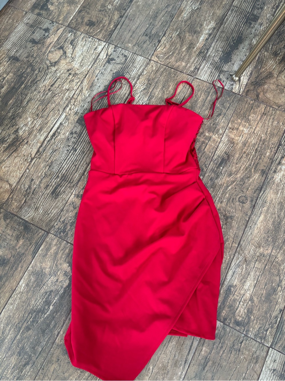 Red Spaghetti-Strap Bodycon Dress